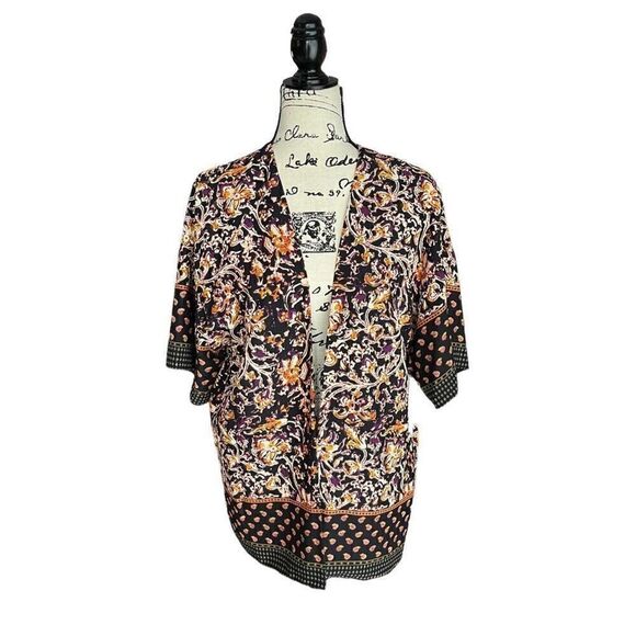 Liz Claiborne Mixed Media Open Kimono Top Size Petite Large NWT - Picture 1 of 8